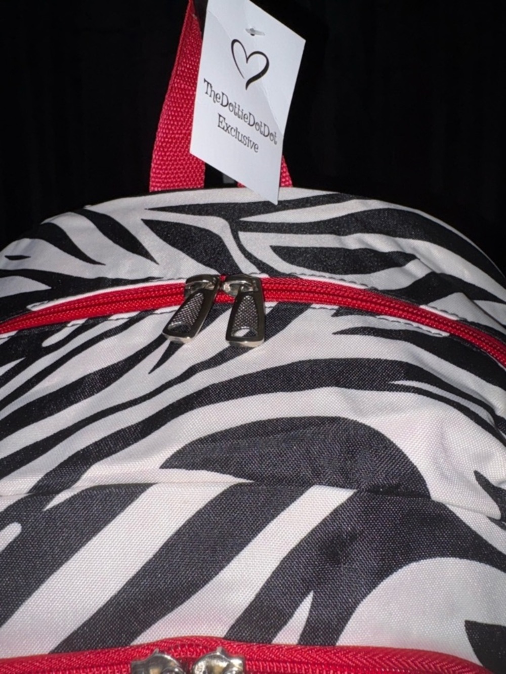 The Dottie Dot Dot - Zebra-Print Backpack with Red Accents - Women Bags - Picture 3 of 4